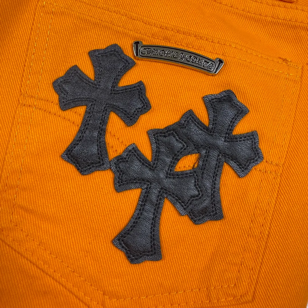 🅿️320 CH Crow Heart 501 base plate leather cross bootcut jeans Size 28-36